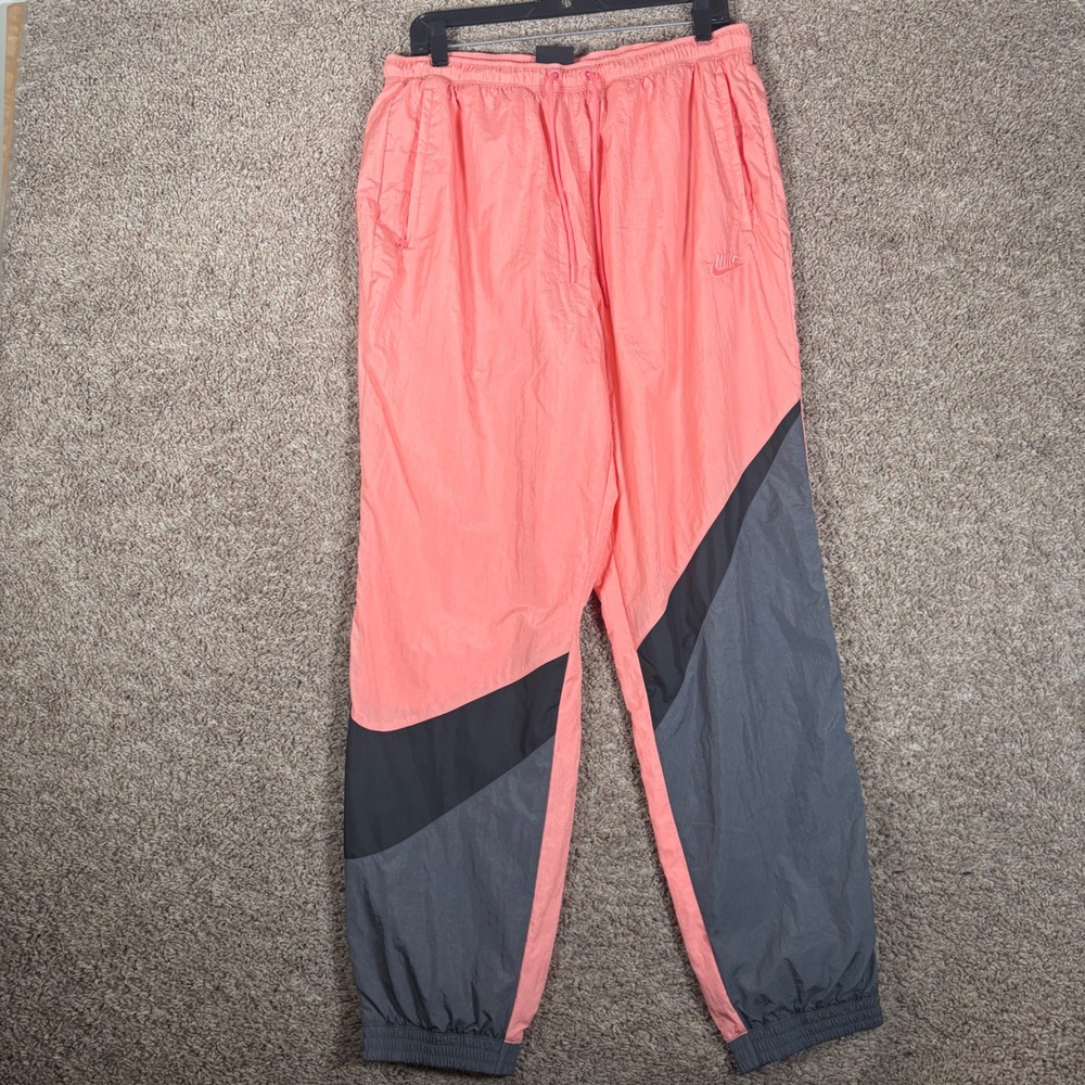 Nike Mens Sportswear Swoosh Track Pants Coral Pink Grey AR9894-668 Size L